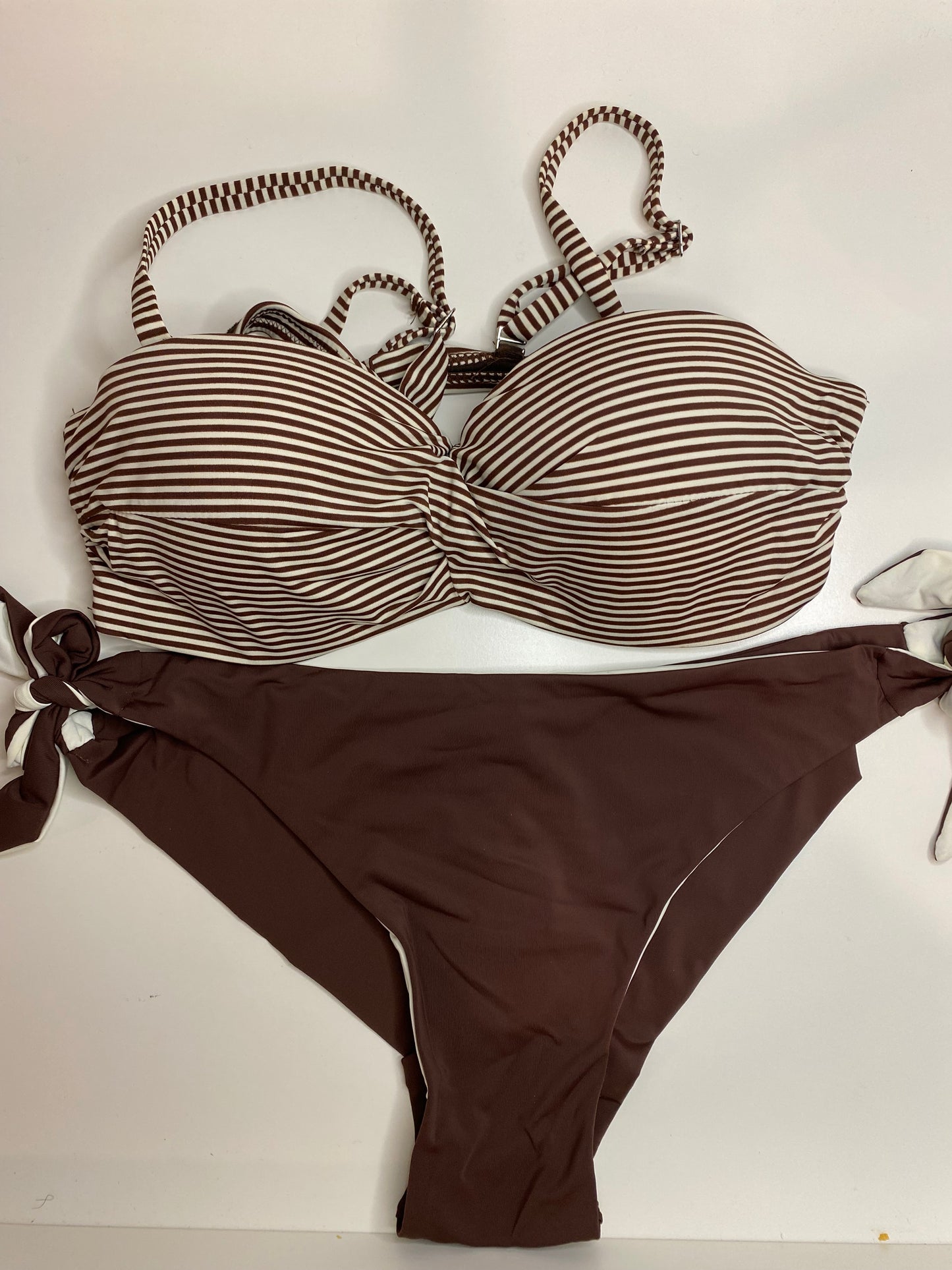 Twist-Front Striped Bikini Set
