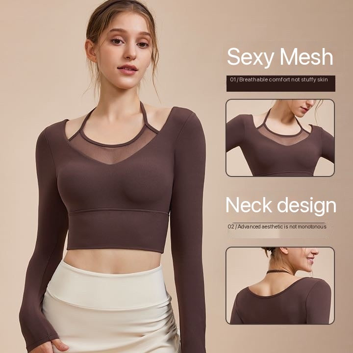 EleganceSwirl Mesh Overlay Yoga Set