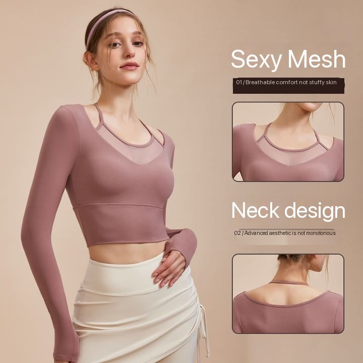 EleganceSwirl Mesh Overlay Yoga Set