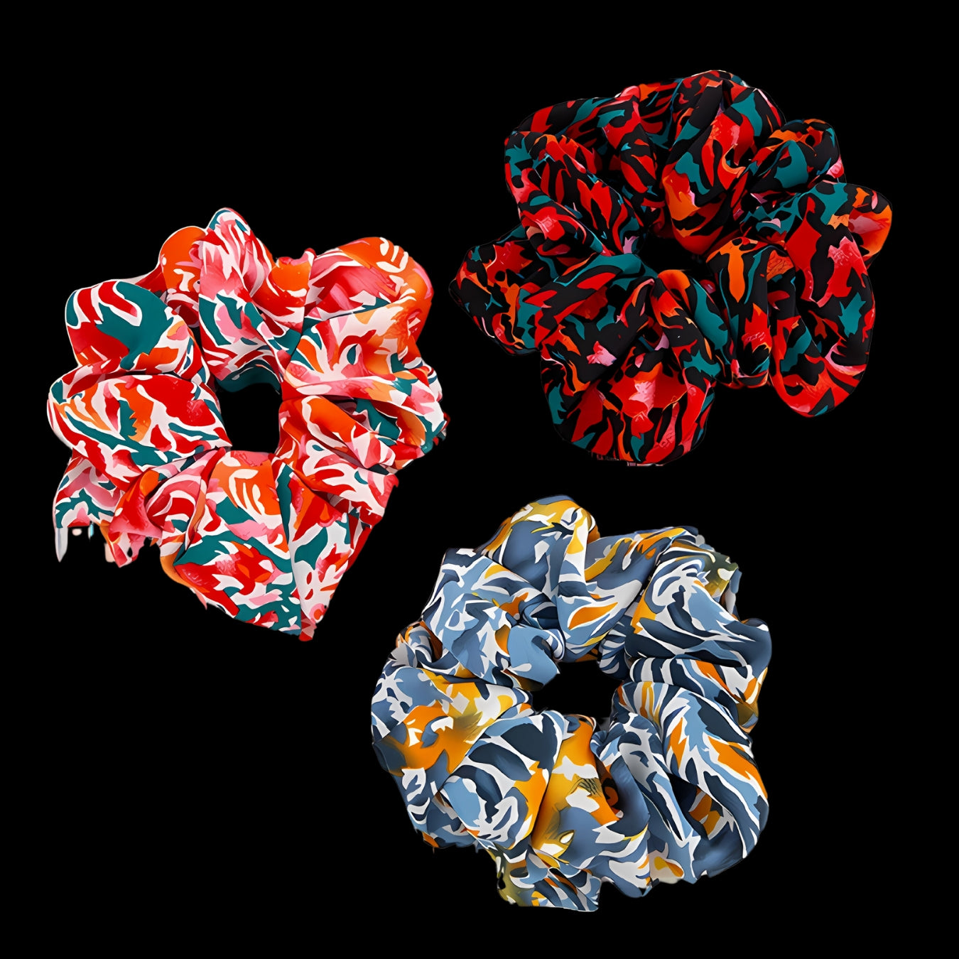 Blooming Print Contrast Scrunchie