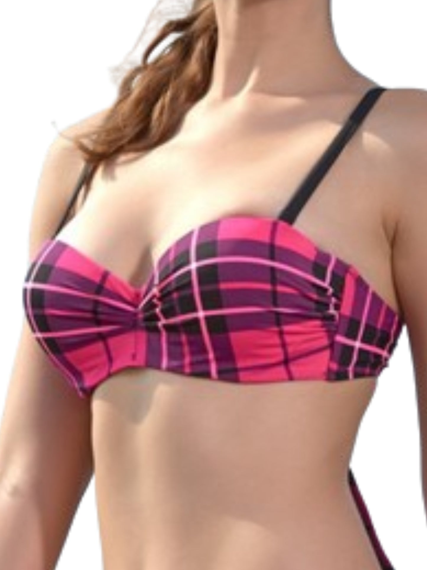 Checkered Contrast Twin Bikini Ensemble Set