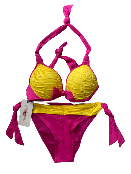 yarn-dyed pleated wired bikini set (new arrival)