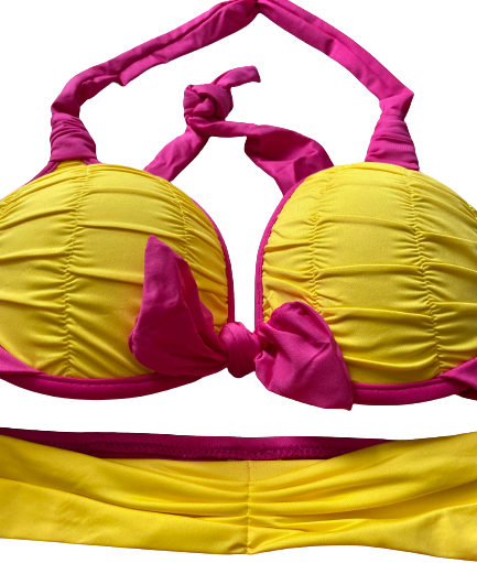 yarn-dyed pleated wired bikini set (new arrival)