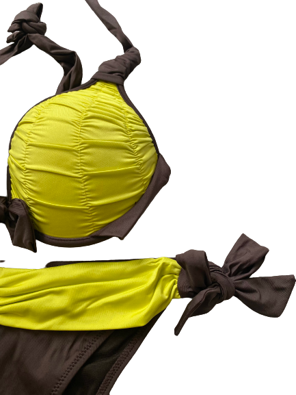 yarn-dyed pleated wired bikini set (new arrival)