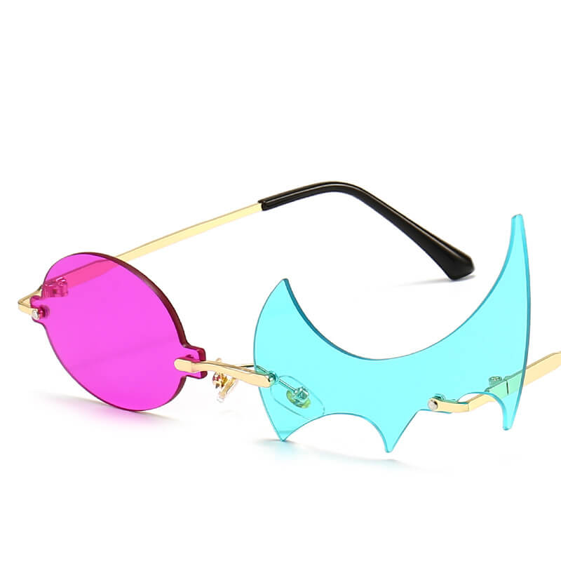 two faced sunglasses purple/green