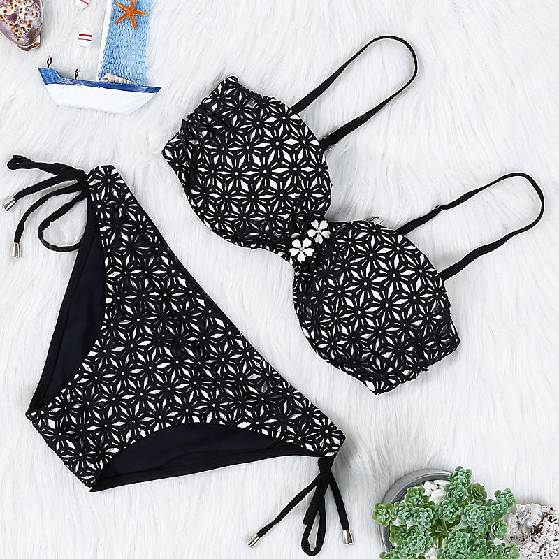 hollow flat-chested bikini set