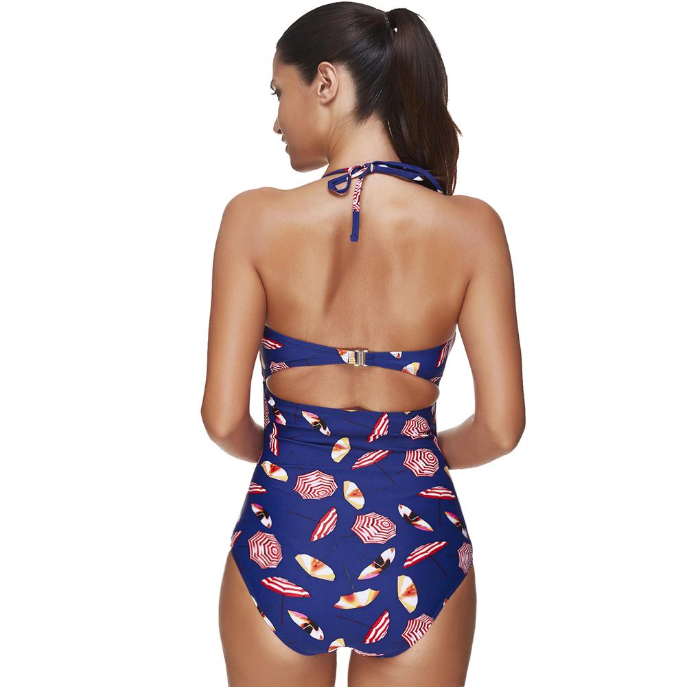 scalloped umbrella printed large padded one pieces swimsuits l / printed