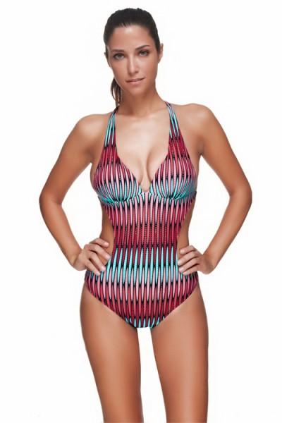 backless vintage one piece swimsuit halter/straps swimwear