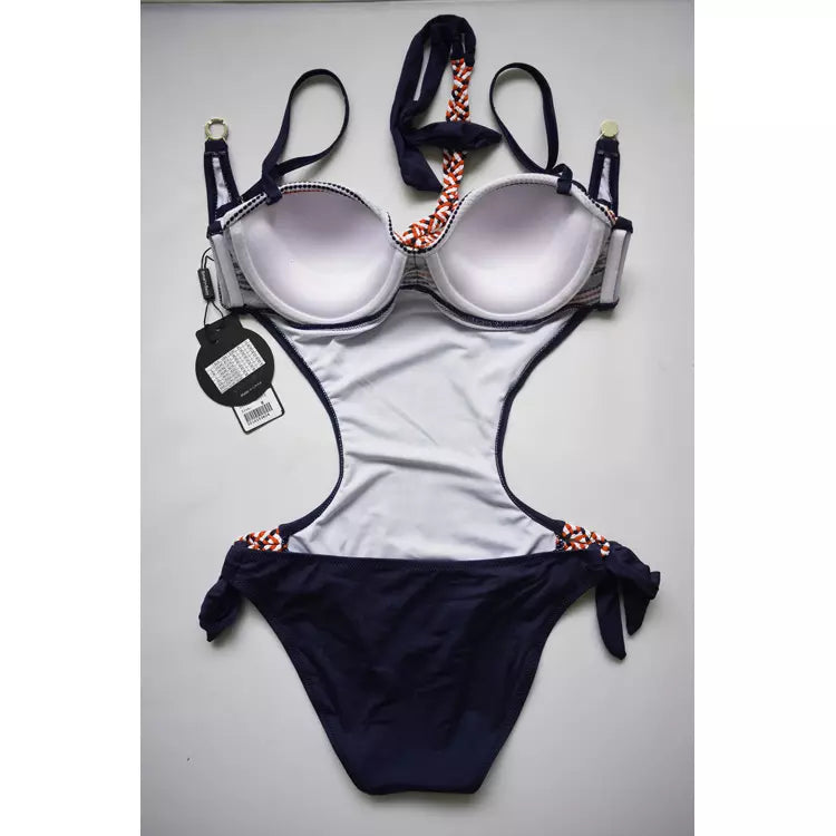color matching yarn-dyed flat chest conjoined one piece swim