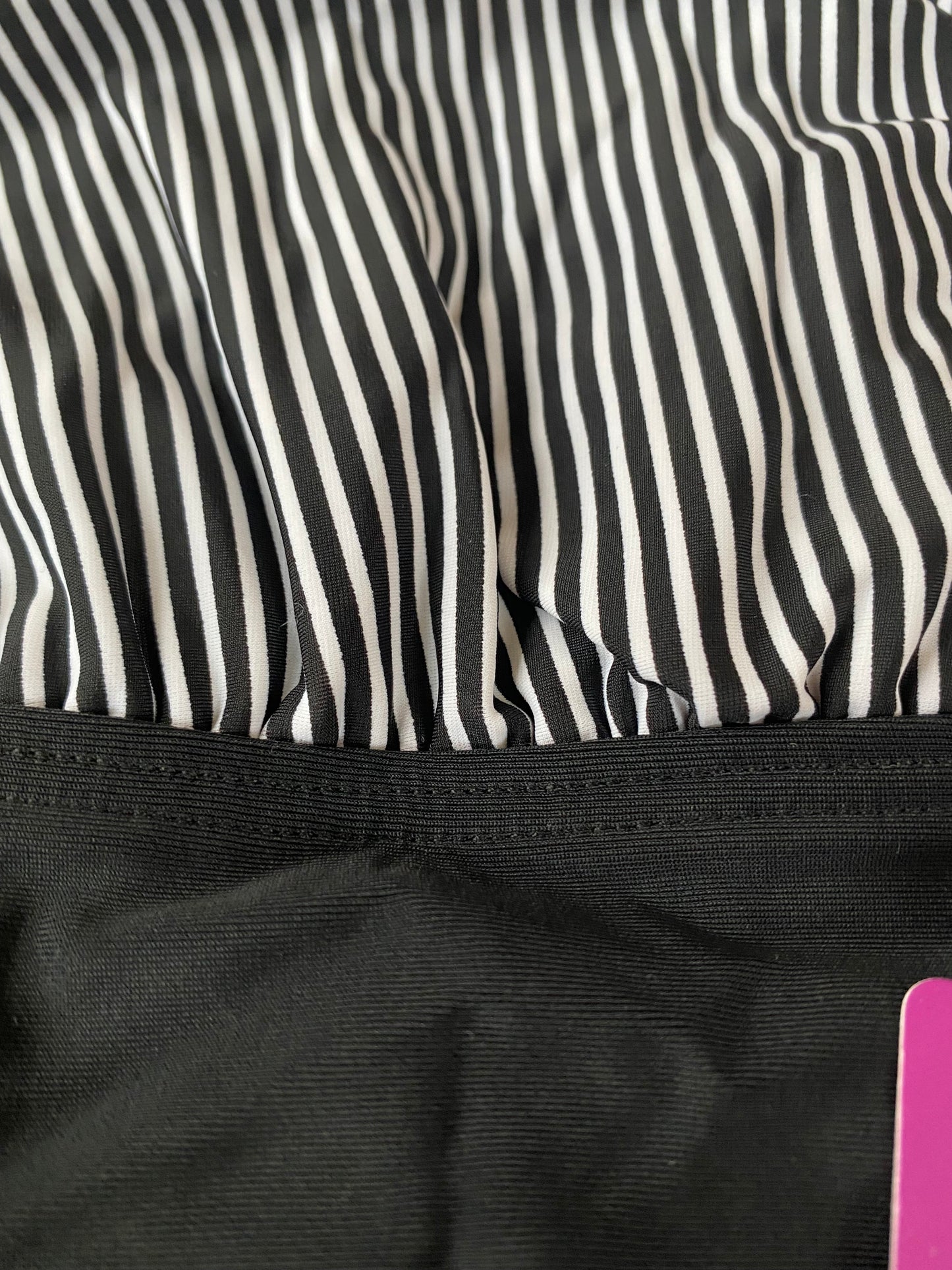 Pinstripe Conjoined Plus Sizes One Piece Swimwear
