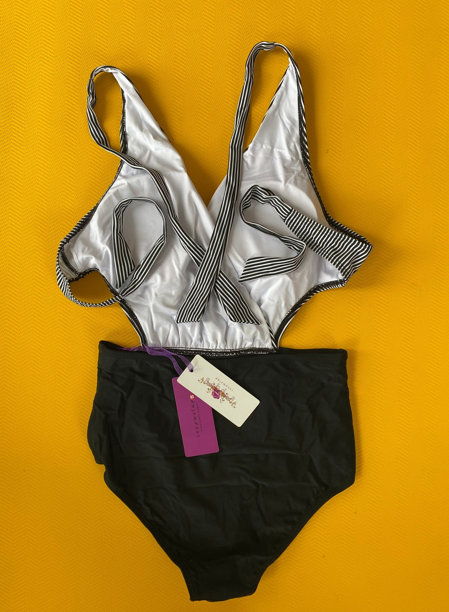 Pinstripe Conjoined Plus Sizes One Piece Swimwear