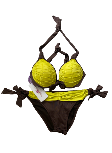 yarn-dyed pleated wired bikini set (new arrival)