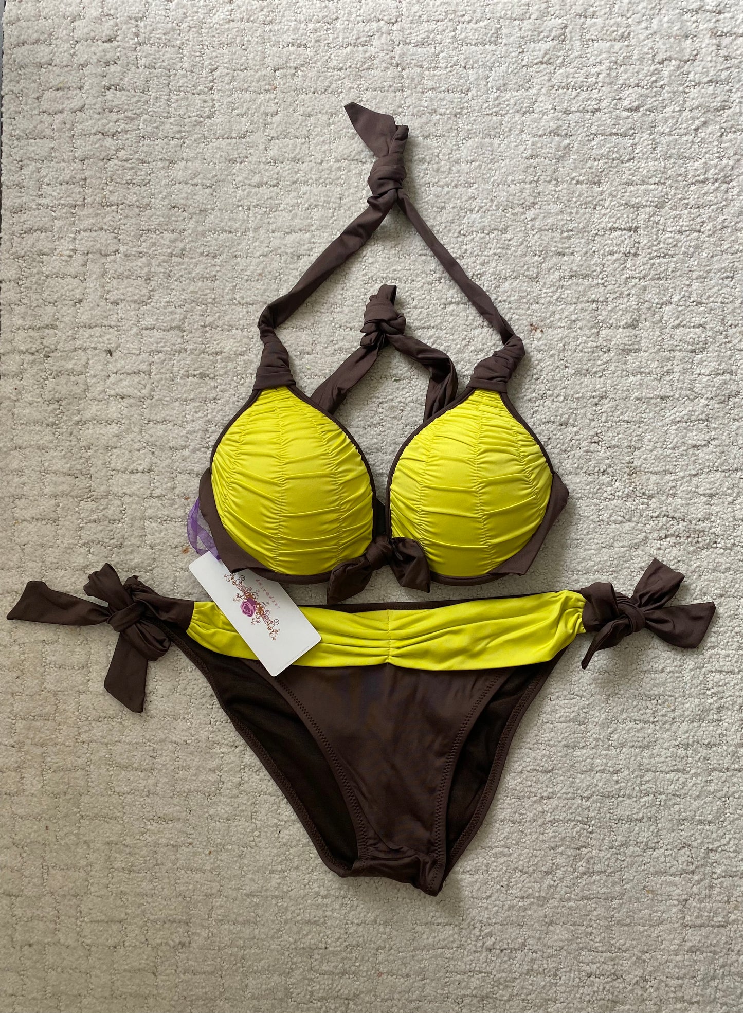 yarn-dyed pleated wired bikini set (new arrival)