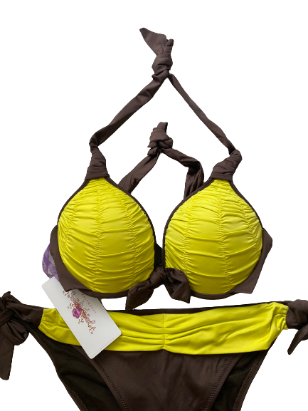 yarn-dyed pleated wired bikini set (new arrival)
