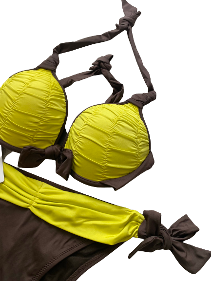 yarn-dyed pleated wired bikini set (new arrival)