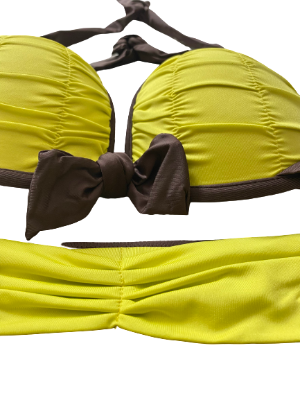 yarn-dyed pleated wired bikini set (new arrival)