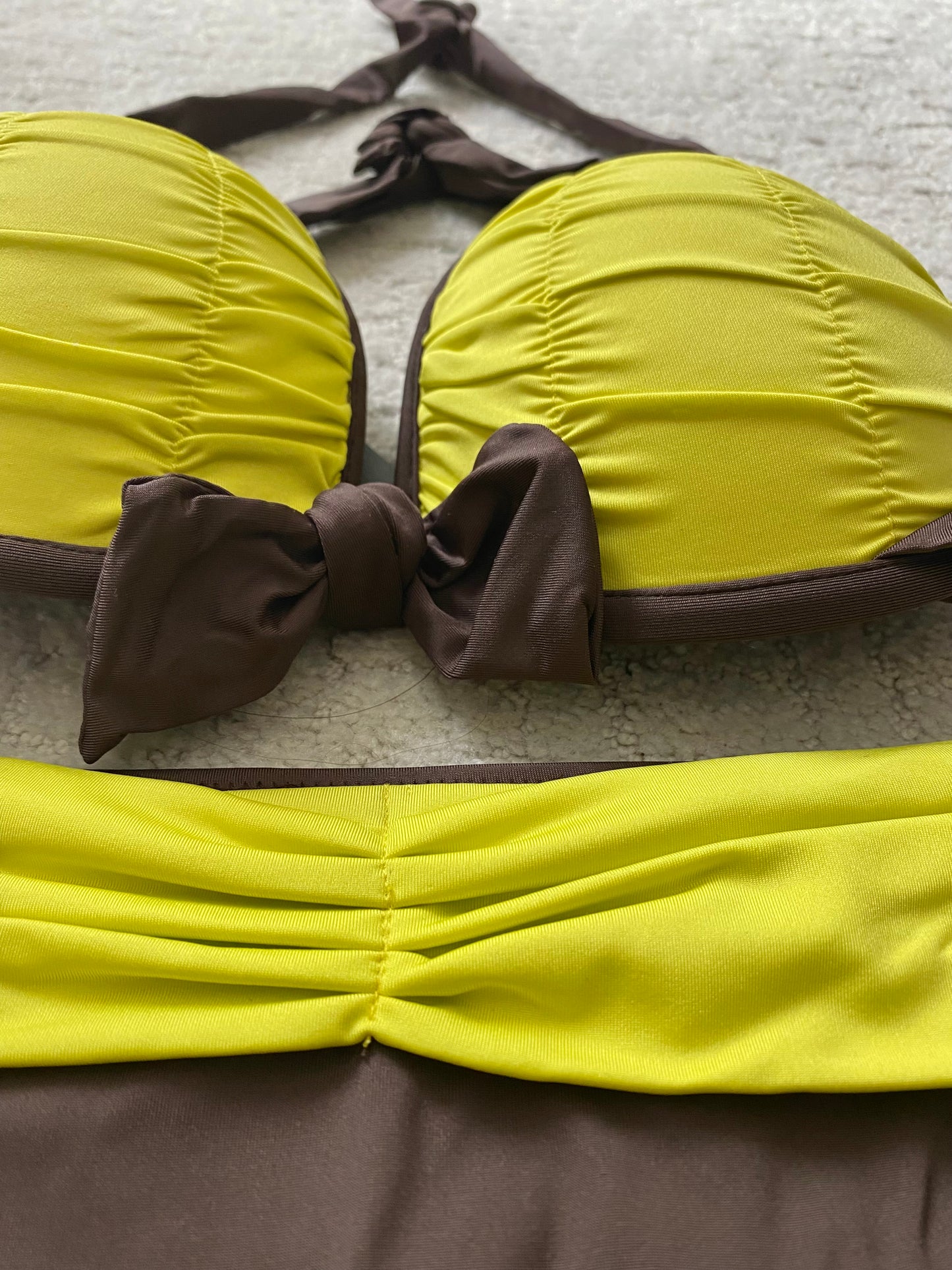 yarn-dyed pleated wired bikini set (new arrival)