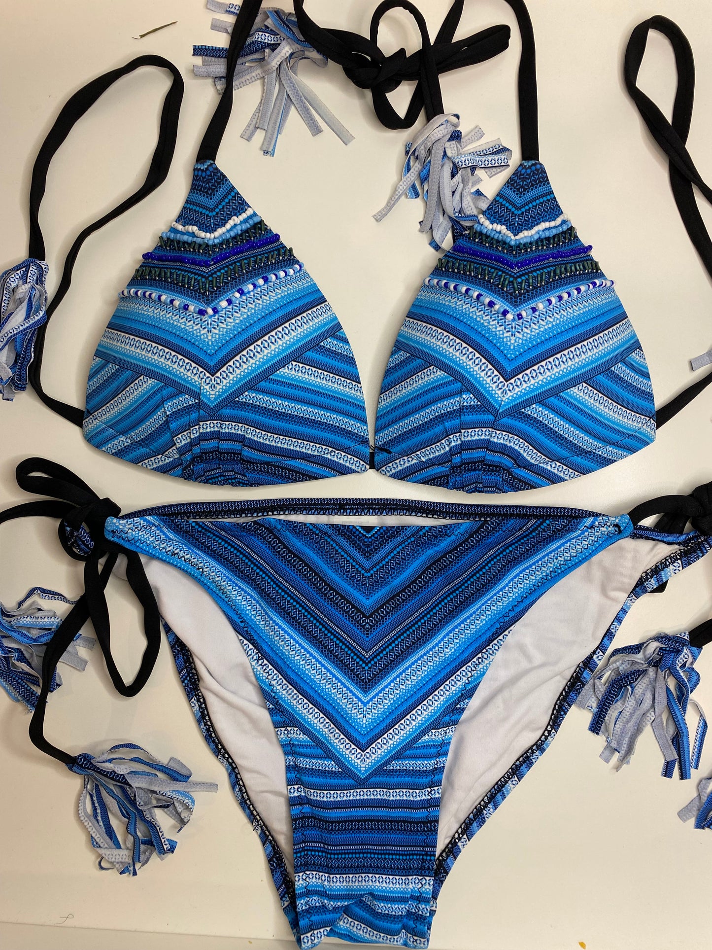 Sculpted Fringed Elegance Beach Ensemble Bikini Set