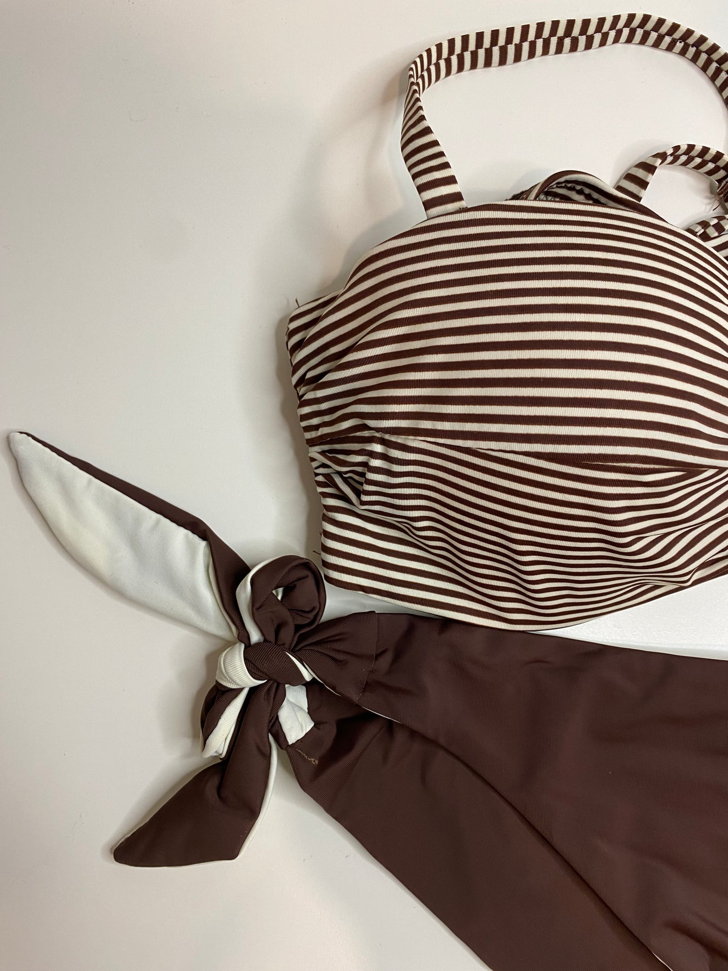 Twist-Front Striped Bikini Set