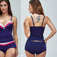 Load image into Gallery viewer, color one hard cup vest tankini
