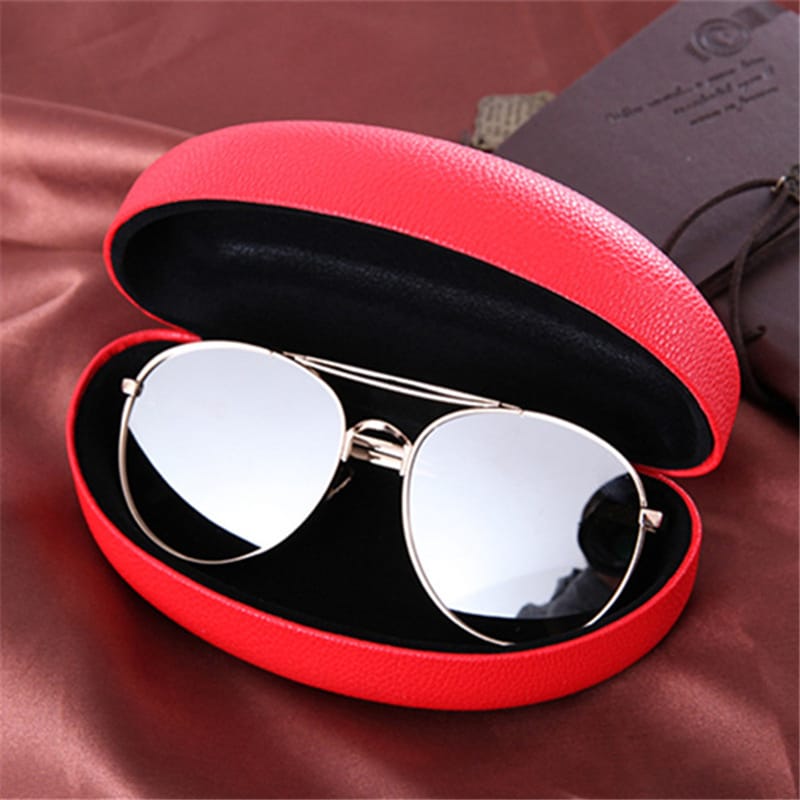 fashion curved solid color glasses case red