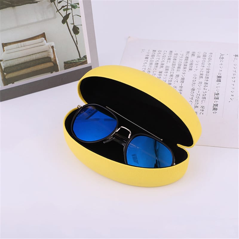 fashion curved solid color glasses case yellow