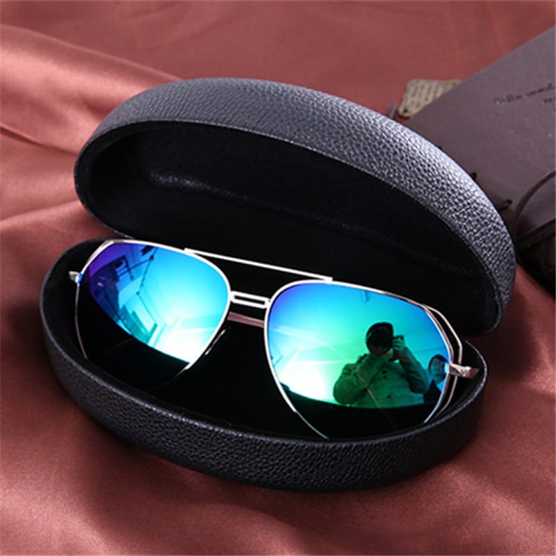 fashion curved solid color glasses case black