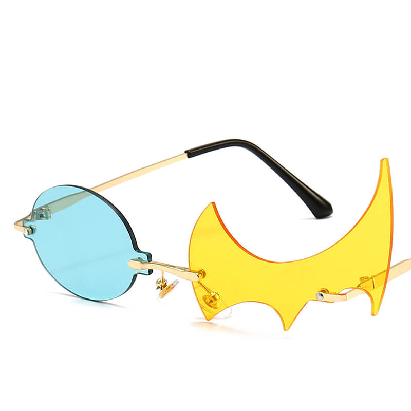 two faced sunglasses yellow/blue
