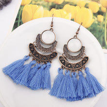 Load image into Gallery viewer, unique fringed long section tassel blue
