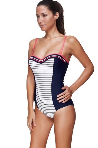 distinctive striped front underwire plus size swimwear xl / striped