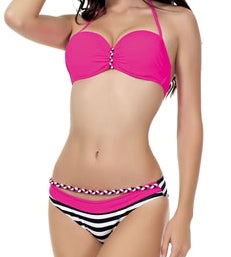 striped braid bikini set