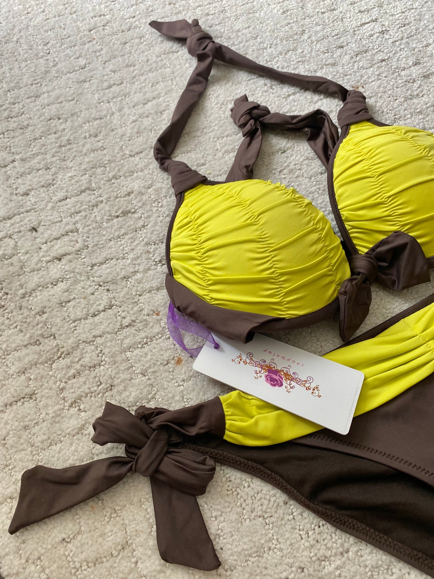yarn-dyed pleated wired bikini set (new arrival)